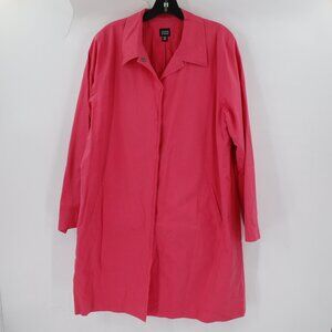 Eileen Fisher Trench Coat Women Large Cotton Water Resistant Jacket Lined pink